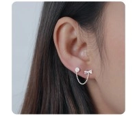 Bow Shaped Silver Stud Earrings STC-104
